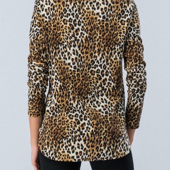 leopard print button down with front knot top - Picture 6 of 7